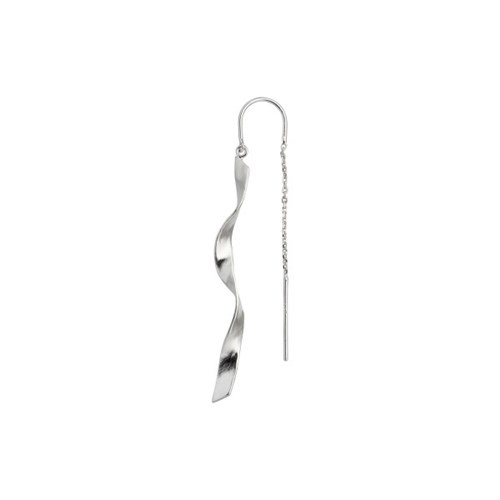 Stine A Lang Ørering med kæde søv_Long twisted hammered earring with chain silver_1188-00-s